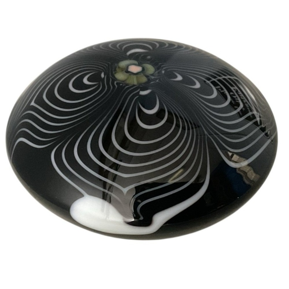 Rollin Karg Signed Studio Art Glass Optical Line Paperweight